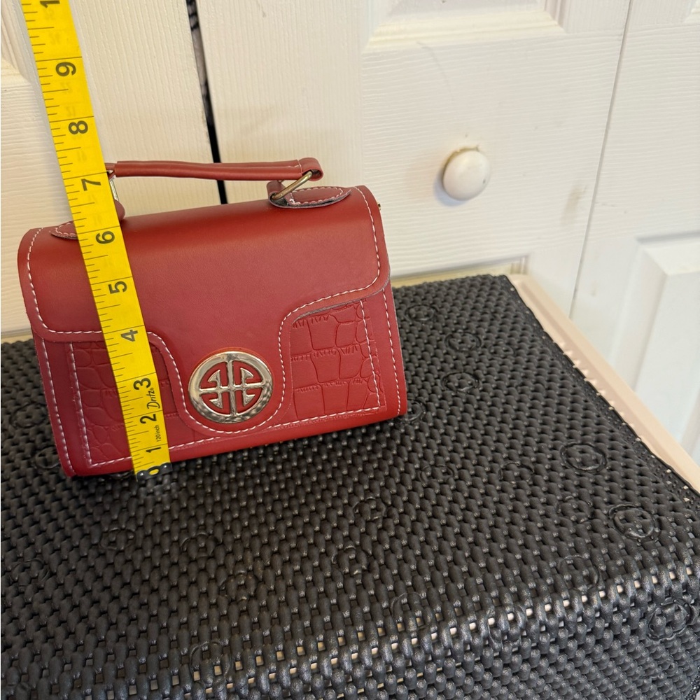 Red Handbag with Silver Logo